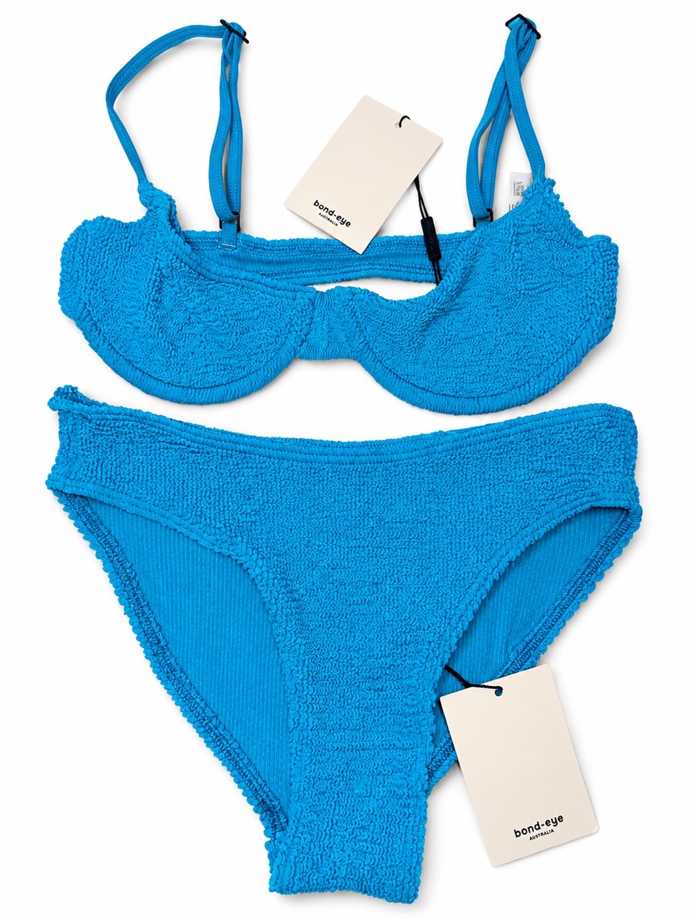 bond-eye Bright Blue Textured Underwire Bikini Set
